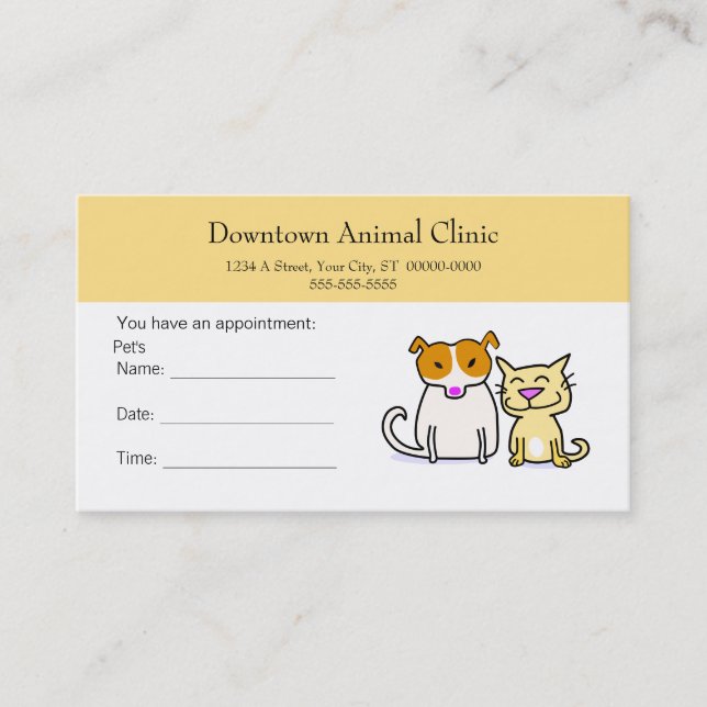 Veterinary Appointment Card (Front)