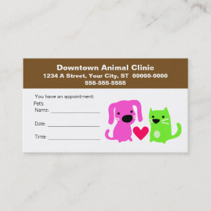 Veterinary Appointment Card