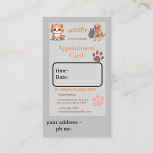 Veterinary Appointment Card Design