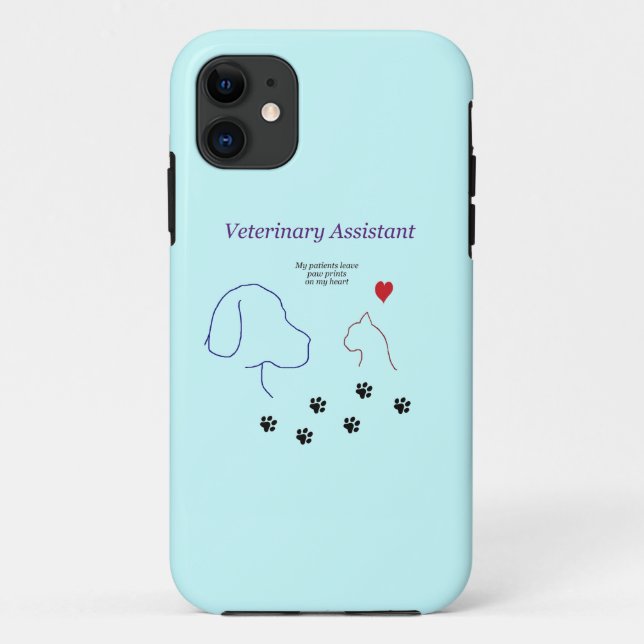 Veterinary Assistant-Paw Prints on My Heart  Case-Mate iPhone Case (Back)