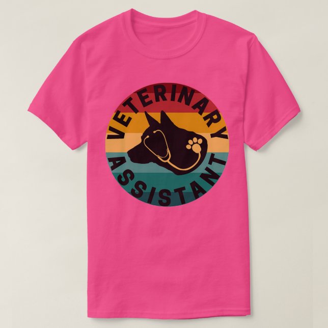 Veterinary Assistant retro sunset T-Shirt (Design Front)