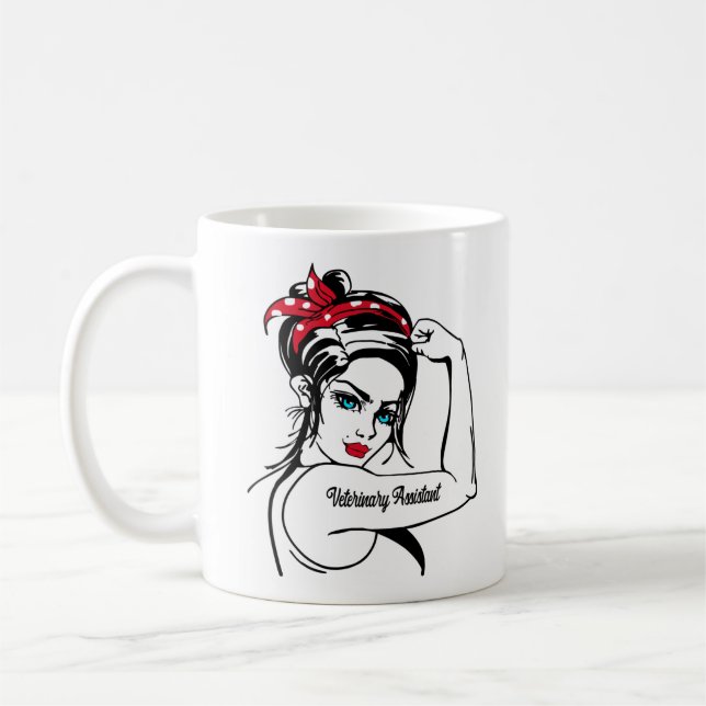 Veterinary Assistant Rosie The Riveter Pin Up Coffee Mug (Left)