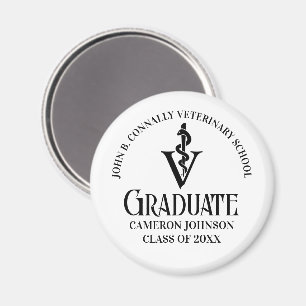 Veterinary Caduceus Customised Black Graduation Magnet