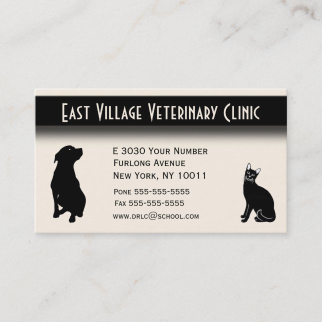 Veterinary Clinic Appointment Area on Back Card (Front)