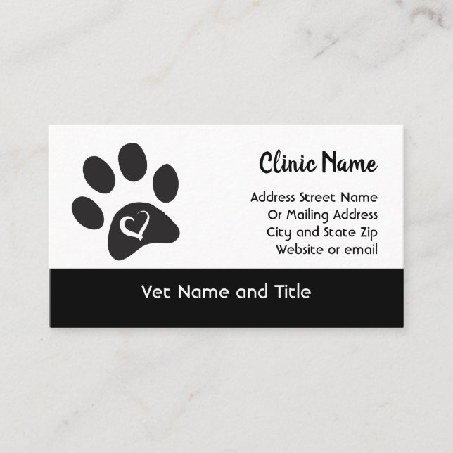 Veterinary Clinic Business Card Template (Front)