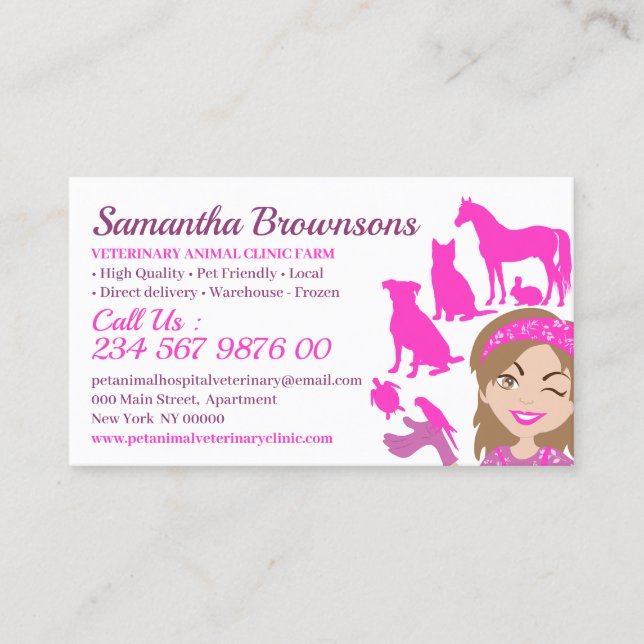 Veterinary Clinic Contact Business Card (Front)