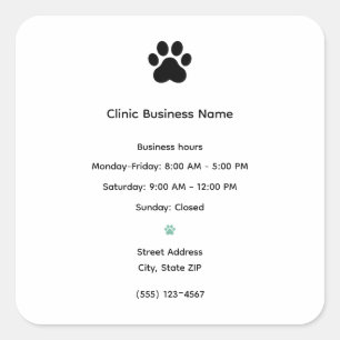 Veterinary Clinic Contact Information Sticker