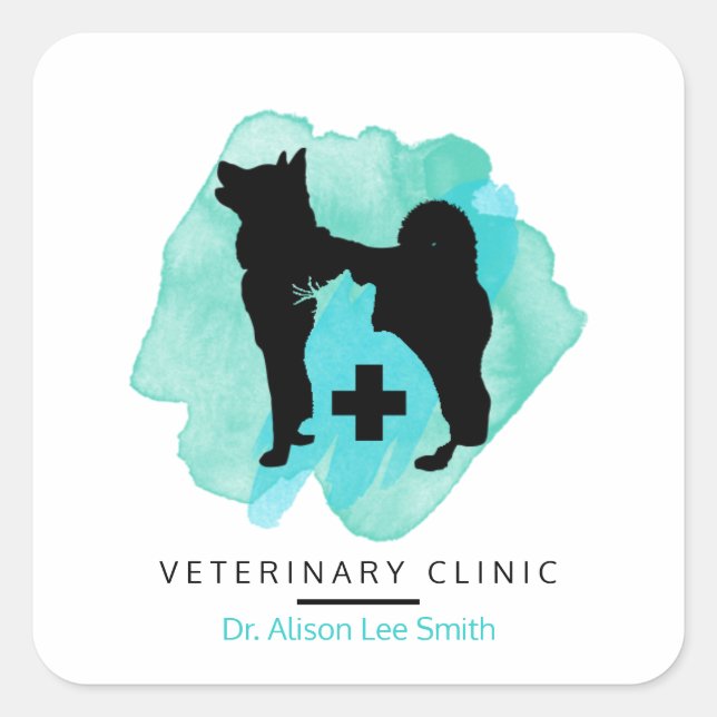 Veterinary Clinic Cross Veterinarian  Square Sticker (Front)