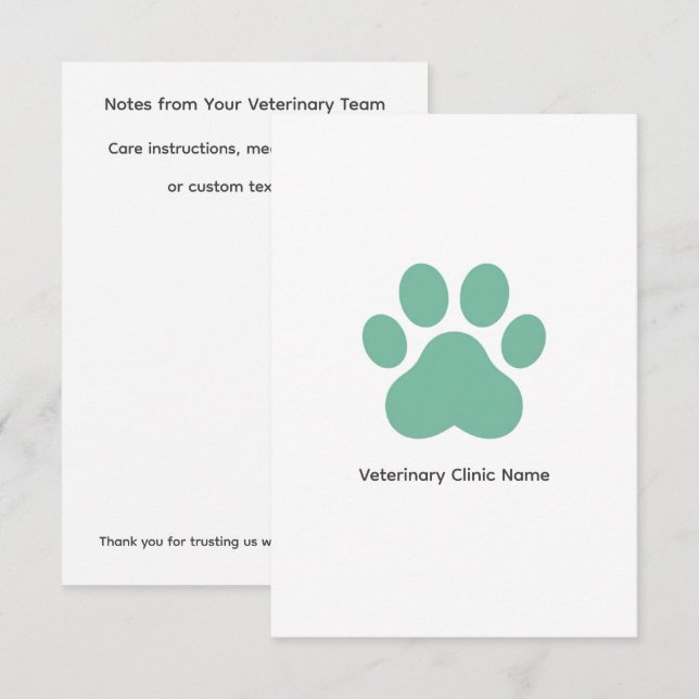 Veterinary Clinic Flat Note Card (3.5" × 5") (Front/Back)