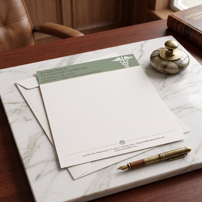 Veterinary Clinic Formal Letterhead DVM Paw Print (Veterinary Clinic Formal Letterhead DVM Paw Print)