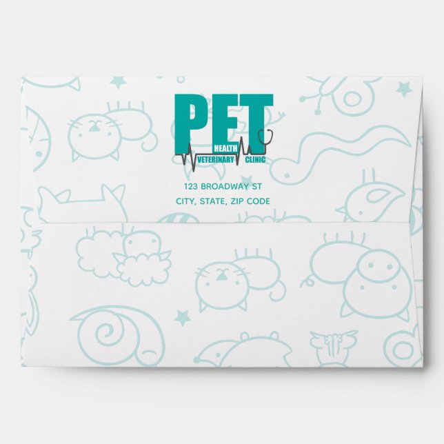 Veterinary Clinic logo Modern Blue Envelope (Back (Top Flap))