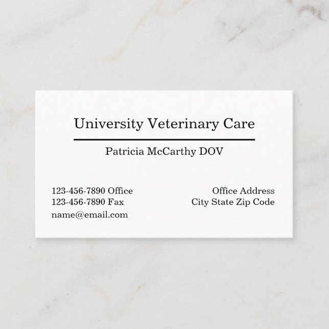 Veterinary Doctor Appointment Business Cards (Front)
