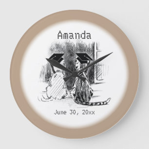 Veterinary Graduation Dog and Cat, Round Gift Large Clock