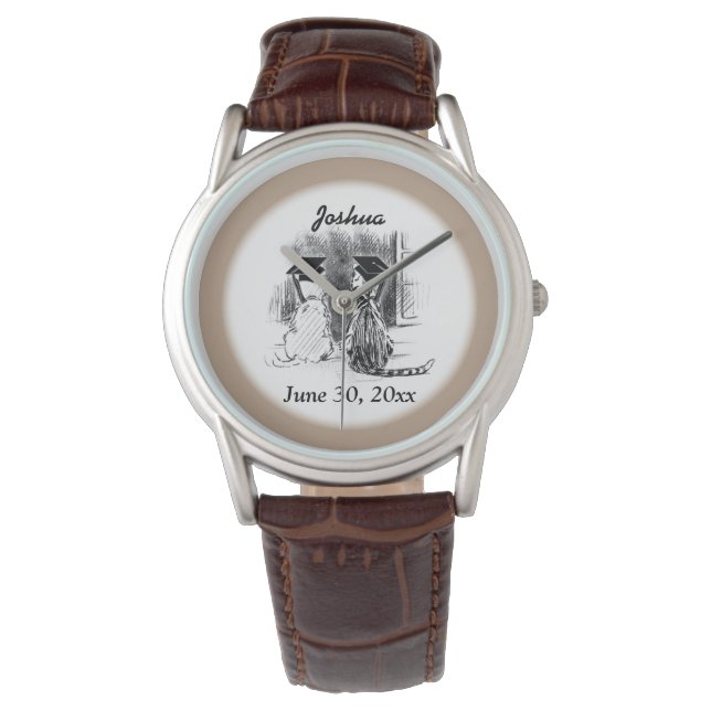 Veterinary Graduation Dog and Cat, Round Gift Watch (Front)