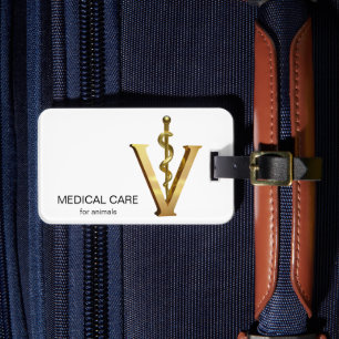 Veterinary Medicine Asclepius Vet Elegant Gold V Luggage Tag