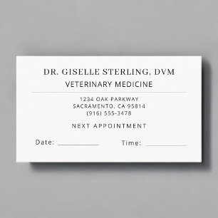 Veterinary Medicine Doctor Office Appointment Card