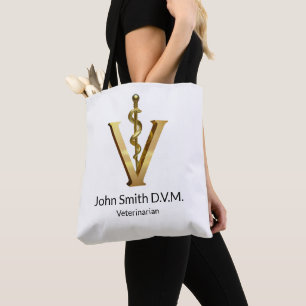 Veterinary Medicine Elegant Vet Asclepius Gold V Tote Bag