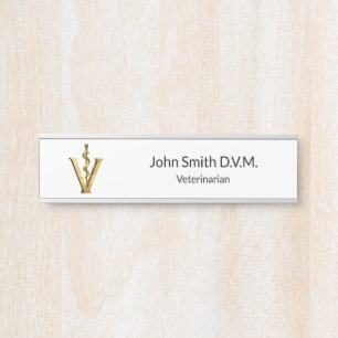 Veterinary Medicine Gold V Asclepius Vet Elegant Door Sign