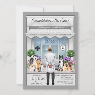 Veterinary Medicine Male Graduation Invitation