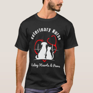 Veterinary Nurse Gift Hearts Paws Artwork T-Shirt
