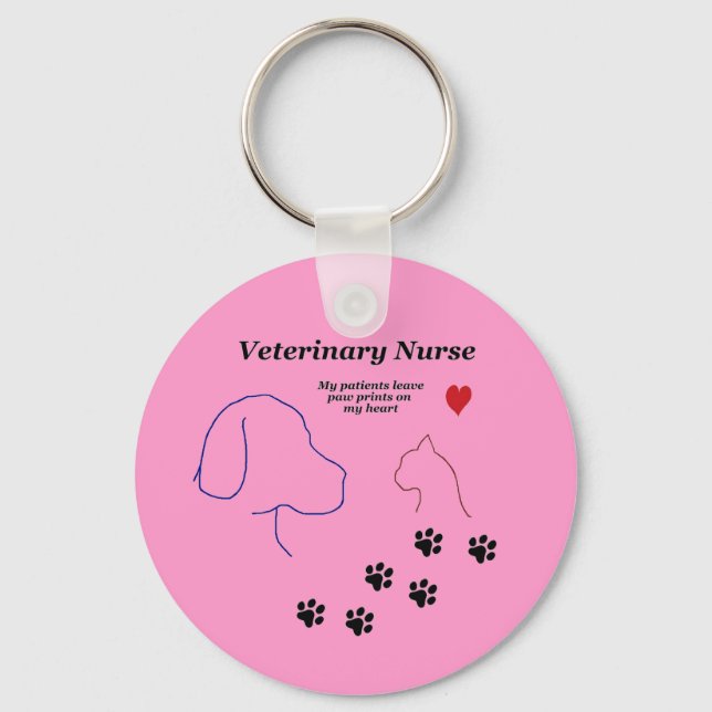 Veterinary Nurse-Paw Prints on My Heart Key Ring (Front)