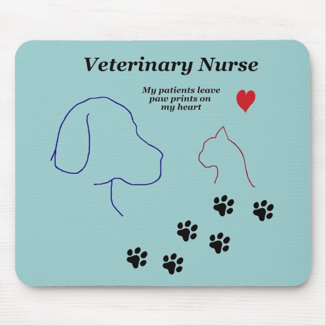 Veterinary Nurse-Paw Prints on My Heart Mouse Pad (Front)