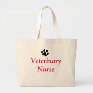 Veterinary Nurse with Black Paw Print Large Tote Bag