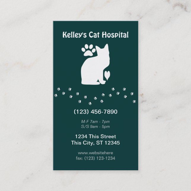 Veterinary Practice Feline Services U pick Colour Business Card (Front)