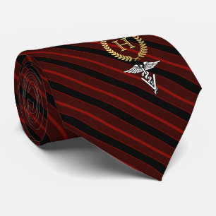 Veterinary Professional Framed Monogram Red Tie