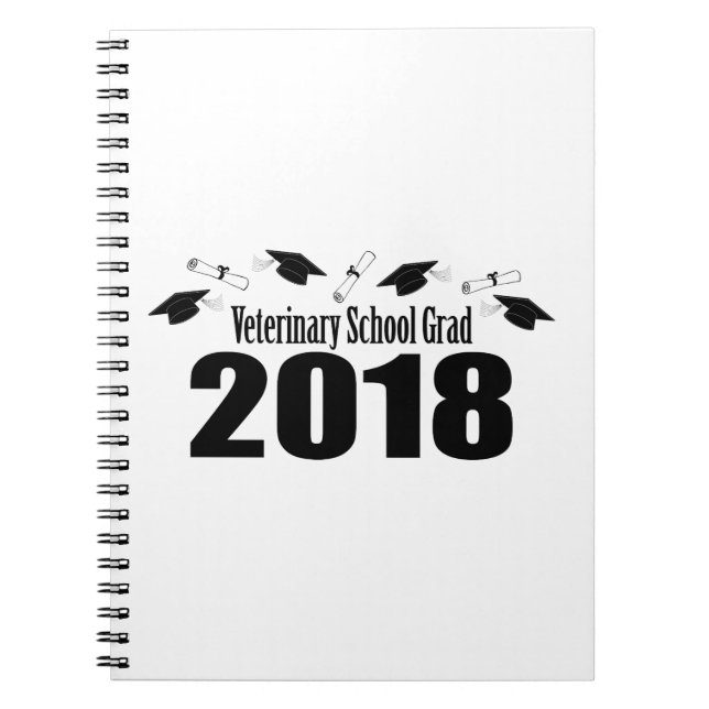 Veterinary School Grad 2018 Caps & Diplomas (Black Notebook (Front)