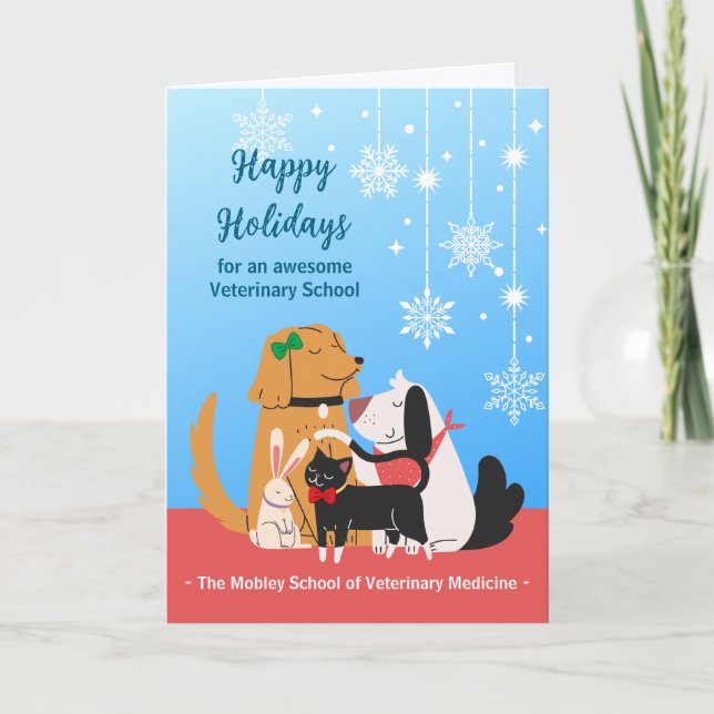 Veterinary School Happy Holidays with Pets Card (Front)