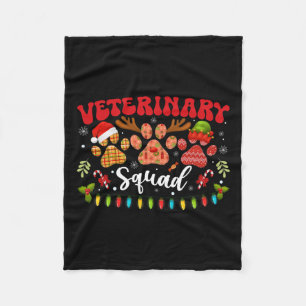 Veterinary Squad Dog Cat Paw Reindeer Santa Elf Ch Fleece Blanket