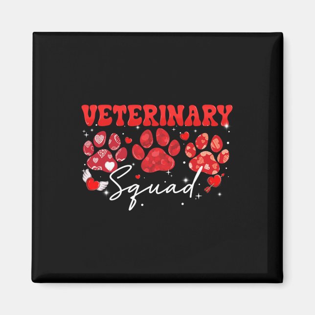 Veterinary Squad Fun Dog Paw Vet Tech Valentines D Magnet (Front)
