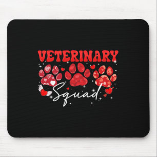 Veterinary Squad Fun Dog Paw Vet Tech Valentines D Mouse Pad
