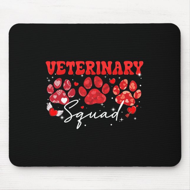 Veterinary Squad Fun Dog Paw Vet Tech Valentines D Mouse Pad (Front)