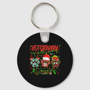 Veterinary Squad Paw Christmas Vet Tech Xmas Pajam Key Ring