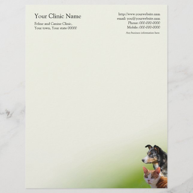 Veterinary surgeon business letterhead template (Front)