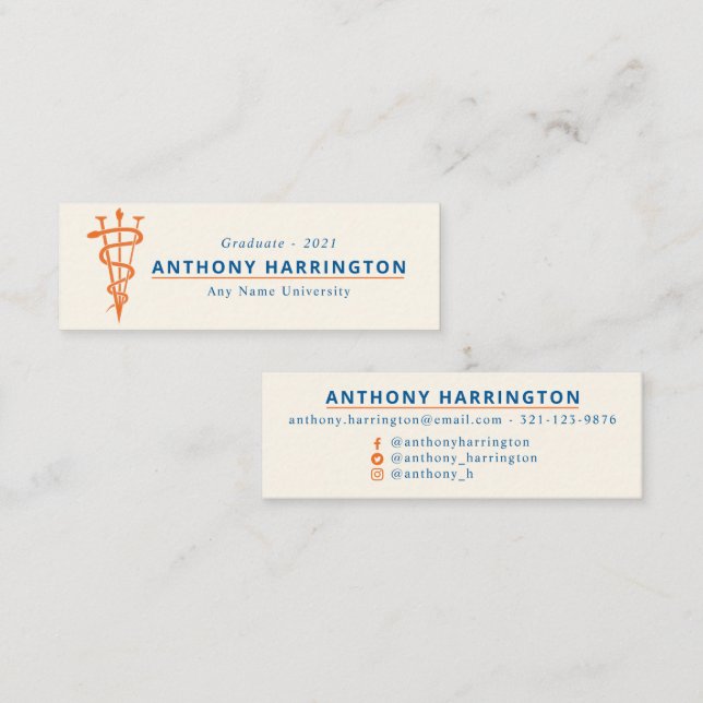 Veterinary Symbol Graduate Mini Business Card (Front/Back)
