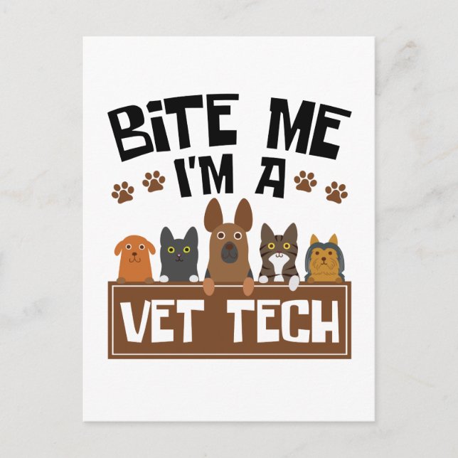 Veterinary Technician Bite Me I'm a Vet Tech Postcard (Front)