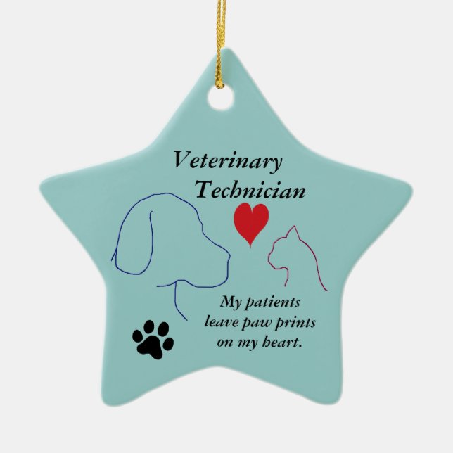 Veterinary Technician - Paw Prints on My Heart #2 Ceramic Tree Decoration (Front)