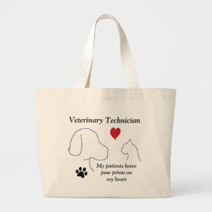 Veterinary Technician - Paw Prints on My Heart #2 Large Tote Bag