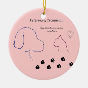 Veterinary Technician - Paw Prints on My Heart Ceramic Tree Decoration
