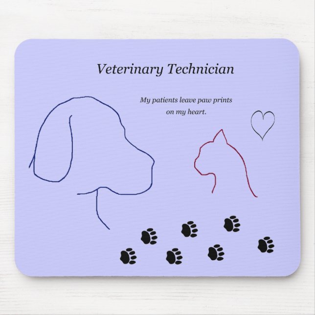 Veterinary Technician - Paw Prints on My Heart Mouse Pad (Front)