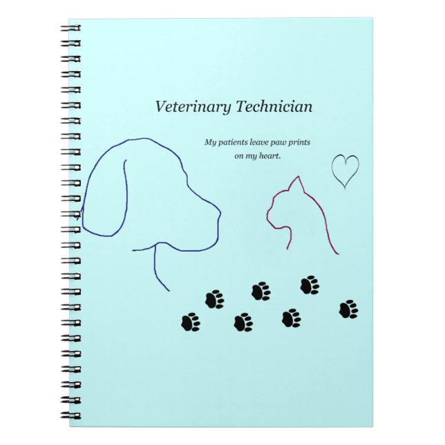 Veterinary Technician - Paw Prints on My Heart Spiral Notebook (Front)