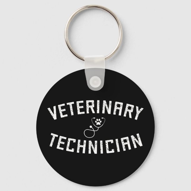Veterinary Technician | Vet Tech Paw  Stethoscope Key Ring (Front)