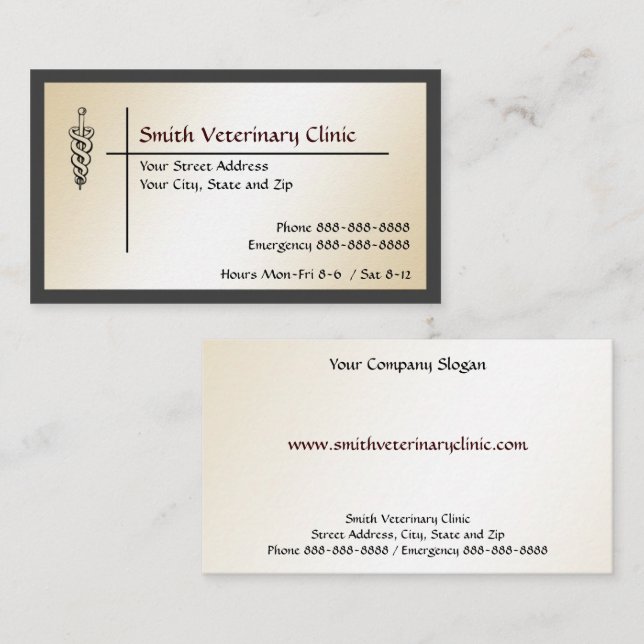Veterinary Veterinarian Business Card (Front/Back)