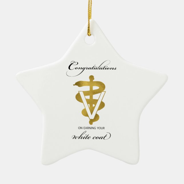 Veterinary White Coat Ceremony Congratulations Ceramic Tree Decoration (Front)