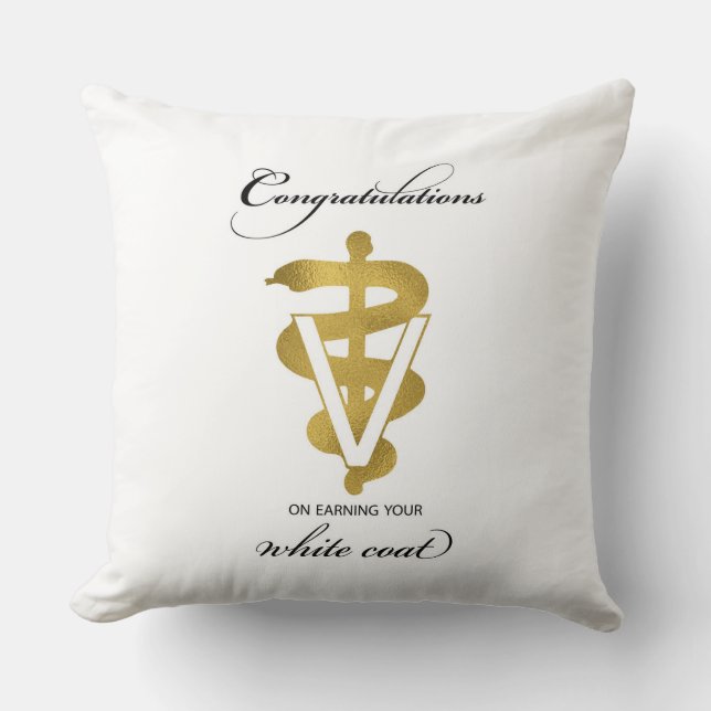 Veterinary White Coat Ceremony Congratulations Cushion (Front)