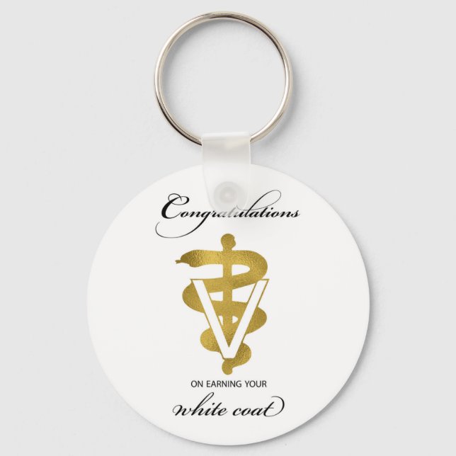 Veterinary White Coat Ceremony Congratulations Key Ring (Front)