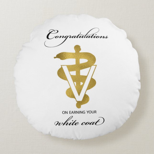 Veterinary White Coat Ceremony Congratulations Round Cushion (Front)